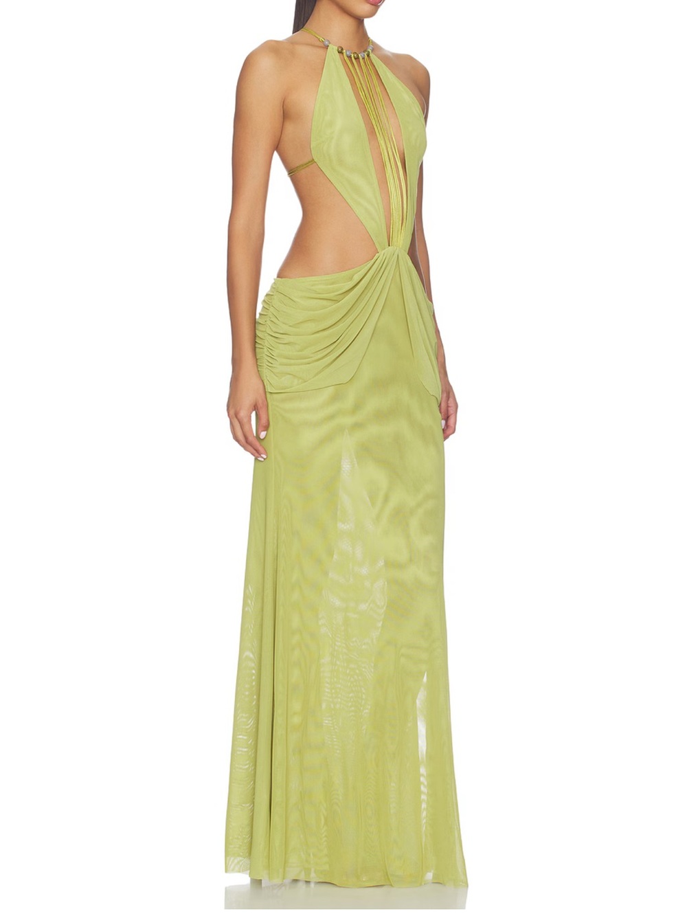 Jaded London Lime Green Cutout Halter Maxi Gown - Picture 3 of 6